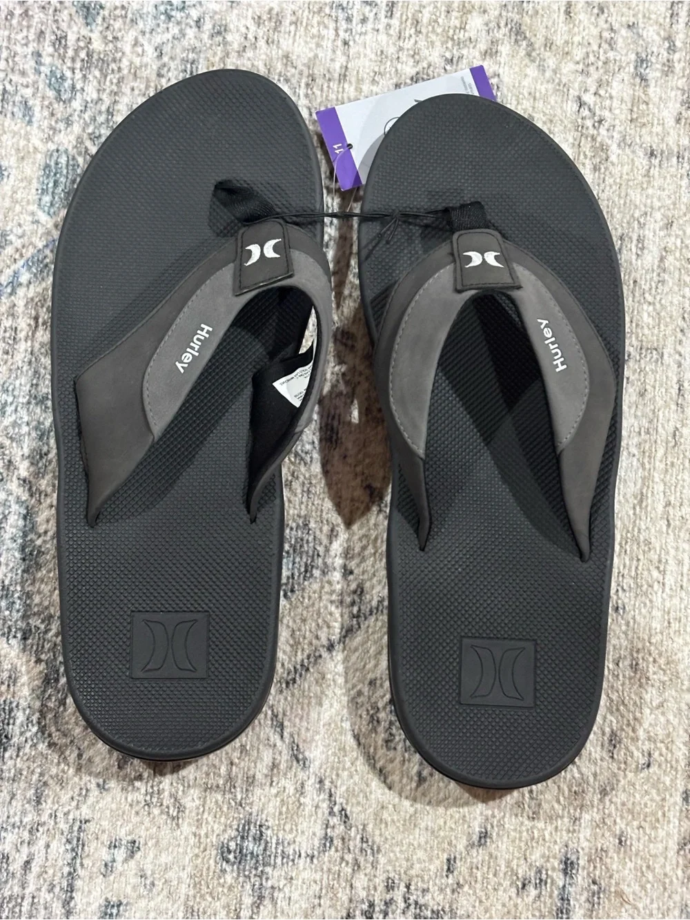 Hurley Black and Dark Gray Sandals